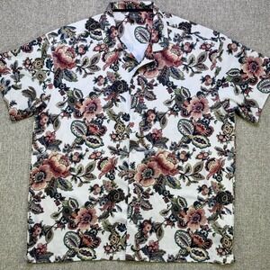 Saints Studio Mens 2XL Floral Tapestry Short Sleeve Button Up Shirt NWOT